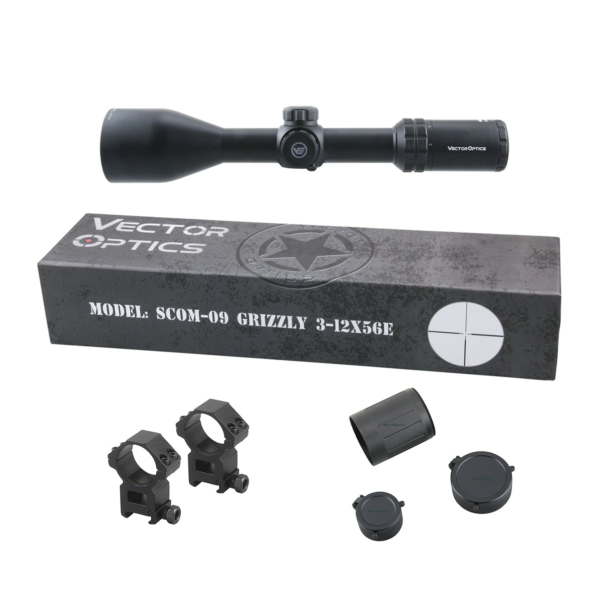 Vector Optics Grizzly 3-12x56 Riflescope Hunting 3-12x 56mm Rifle Scope German #4 Glass Reticle With Red Illuminated Dot