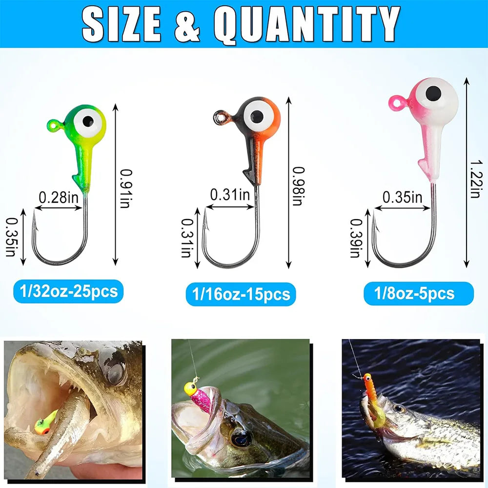 45Pcs Fishing Jigs - Crappie Jig Heads