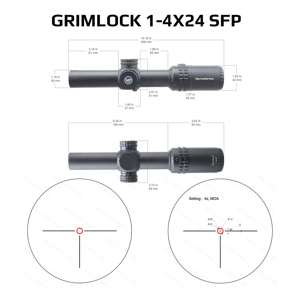 Vector Optics 1-4x24 1-6x24 SFP/FFP LPVO Riflescope For .308 30-06 AR15 Rifles&Airguns Hunting