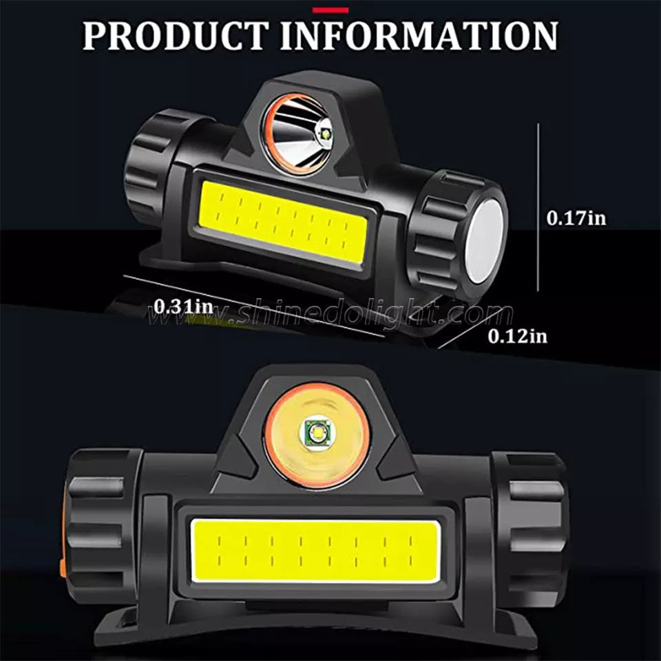 Portable LED Headlamp USB Rechargeable Hunting Headlight Waterproof Head Torch with Tail Magnetic