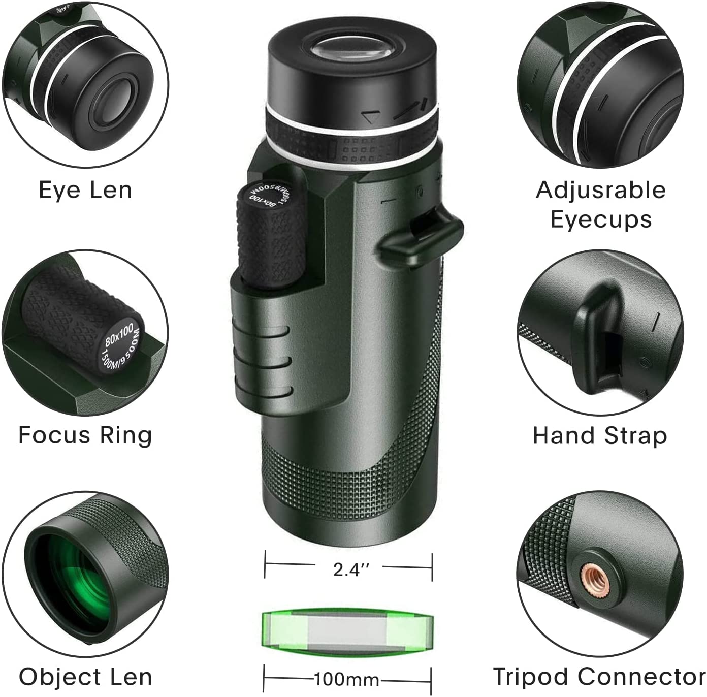 APEXEL Powerful 80X100 HD Monocular Telescope With Tripod and Phone Clip