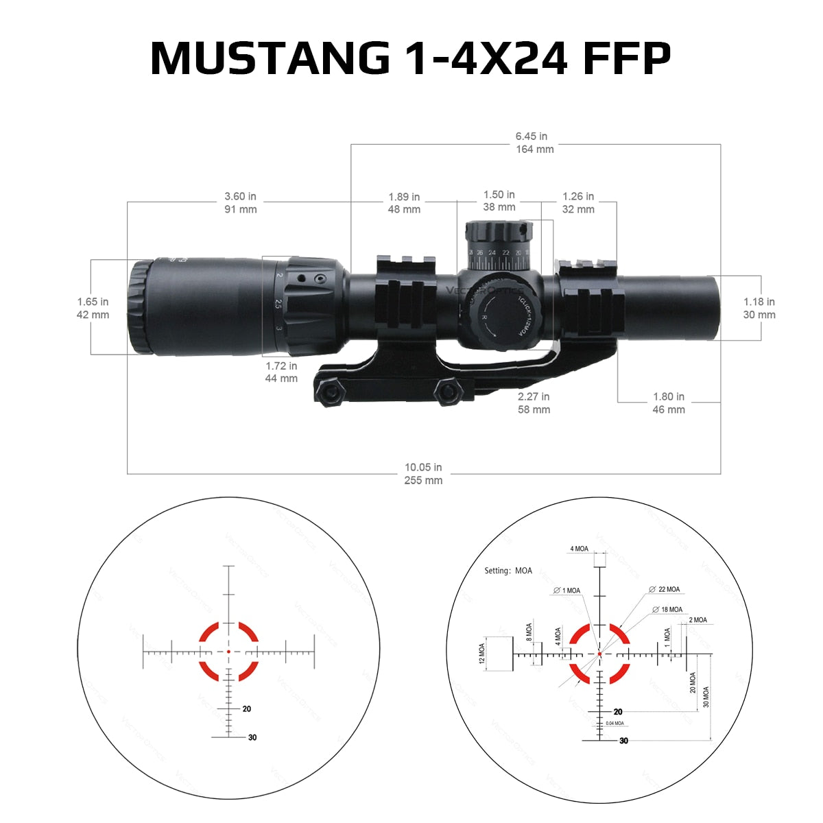 Vector Optics 1-4x24 1-6x24 SFP/FFP LPVO Riflescope For .308 30-06 AR15 Rifles&Airguns Hunting