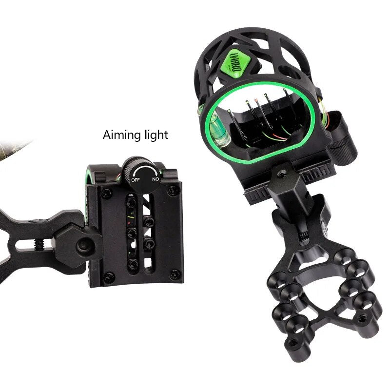 Compound Bow 5-needle Sight Aluminum Alloy Adjustable with Light Aiming